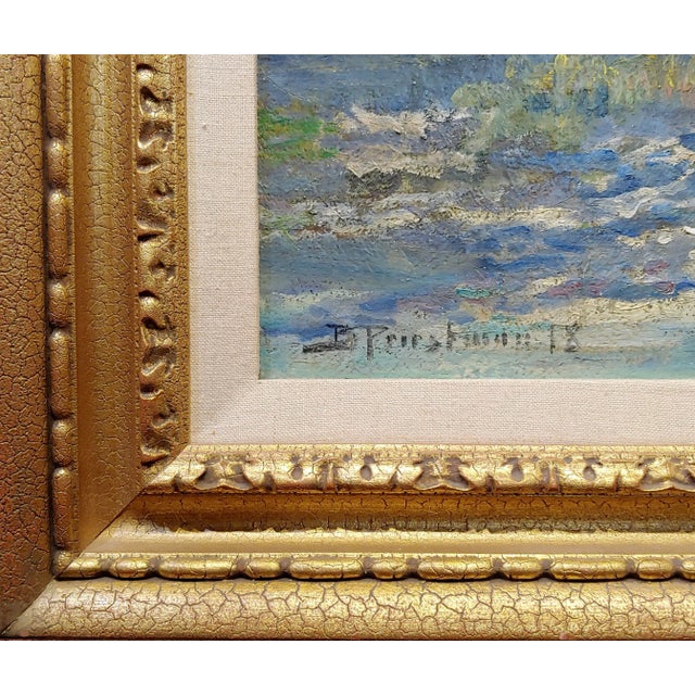 Textile Bertram Pressman -Countryside in a River Landscape -Oil Painting 1918 For Sale - Image 7 of 12