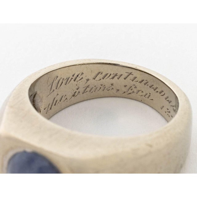 Metal 14k White Gold Star Sapphire Ring For Sale - Image 7 of 7