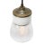 Vintage Industrial White Porcelain and Brass Pendant Light with Striped Clear Glass, in Very Good conditions. Designed...