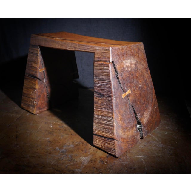 Contemporary Limed and Oiled Oak Stool by Fritz Baumann For Sale - Image 3 of 9