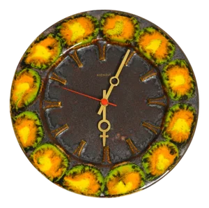 Large Fat Lava Ceramic Wall Clock from Kienzle, 1960s