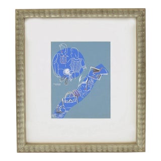 French Art Deco Original Gouache Illustration Drawing by Raymonde Hacker For Sale