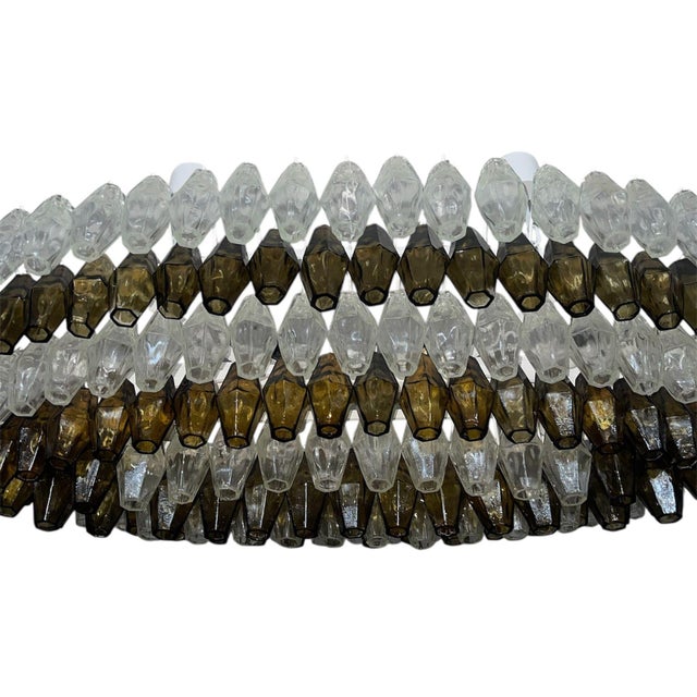 Italian 1980s Grey & Crystal Murano Glass Poliedri Chandelier For Sale - Image 3 of 6