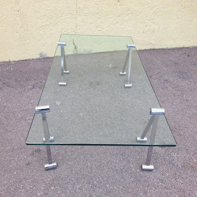 Vintage Glass and Metal Coffee Table, 1970s For Sale - Image 9 of 11