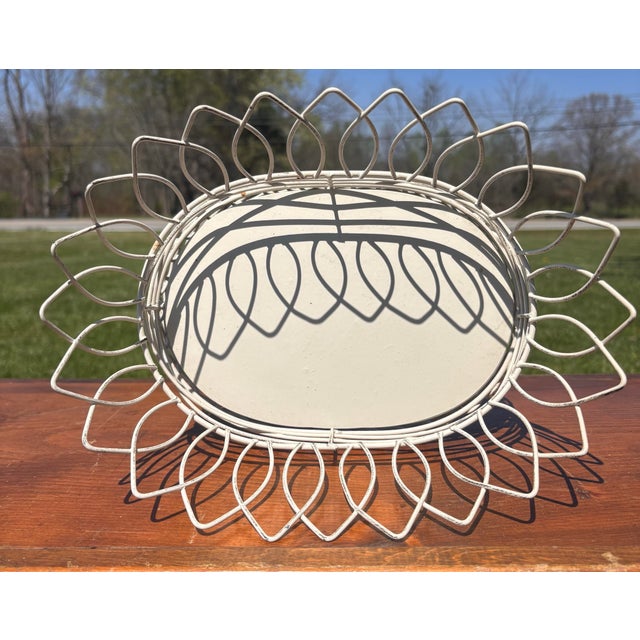 1980s French Country White Wire Basket Cachepot Planter For Sale - Image 4 of 10