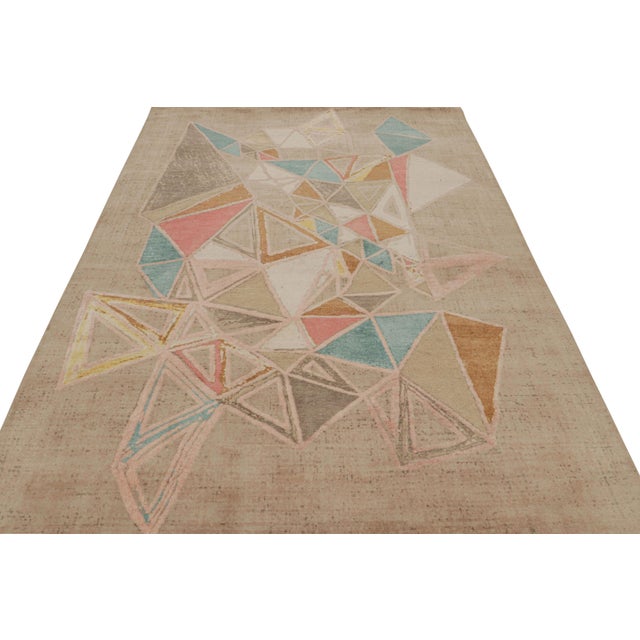 Contemporary Rug & Kilim’s Mid-Century Modern Rug With Polychromatic Geometric Pattern For Sale - Image 3 of 7
