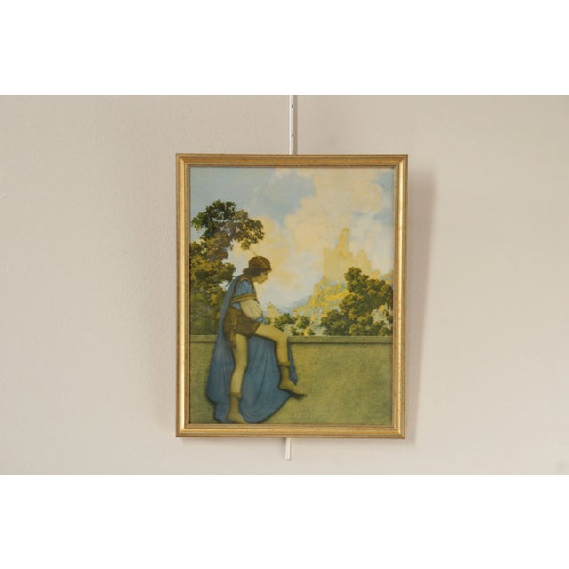 Quality Vintage Colored 'the Knave Watching Violetta Depart' Print in Custom Frame, By Maxfield Parrish (American, 1870-1966)