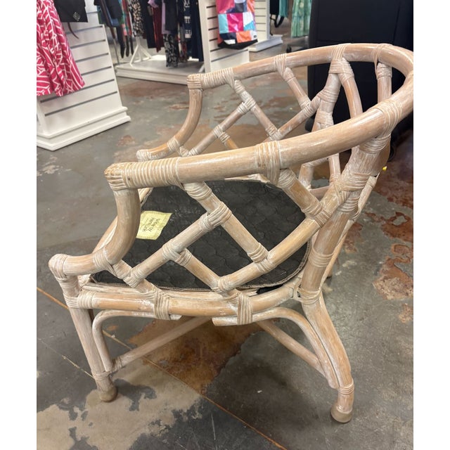 Almond Vintage Henry Link Rattan Dining Set. Palm Beach Regency For Sale - Image 8 of 18