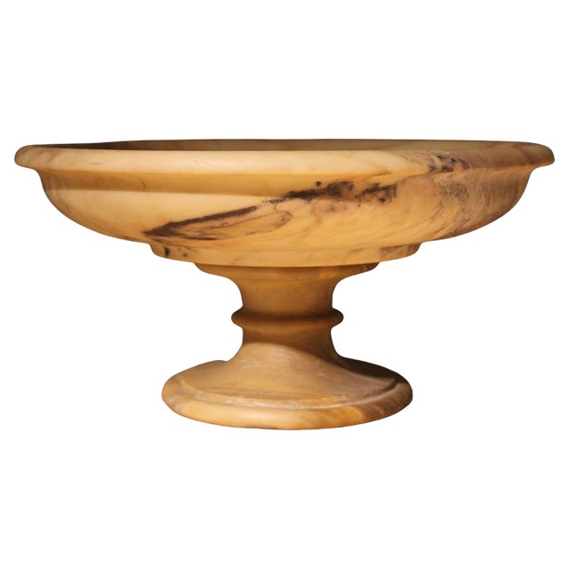 Italian 19th Century Neoclassical Marble Bowl on Pedestal or Tazza Centerpiece For Sale