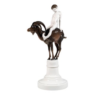 Large Capriccio Boy on Ibex in Porcelain from Rosenthal Selb, Germany, 1910s For Sale