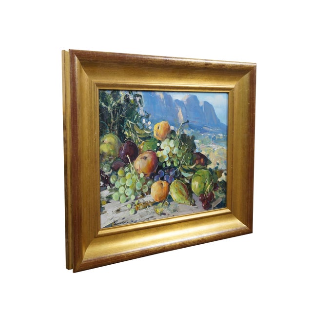 Italian 1970s Vincenzo Aprile 'Natura Morta' Italian Still Life Painting Fruit Mountains Frame For Sale - Image 3 of 12