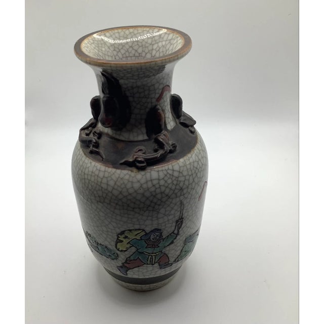 Late 20th Century Vintage Chinese Nanking Crackle Baluster Warrior Vase For Sale - Image 5 of 10