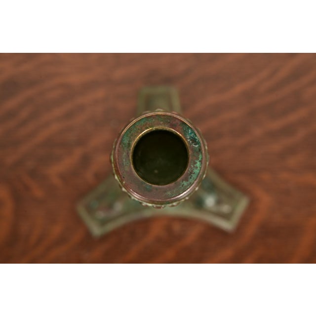 Early 20th Century Tiffany Studios New York Bronze Candlestick, Circa 1910 For Sale - Image 5 of 14