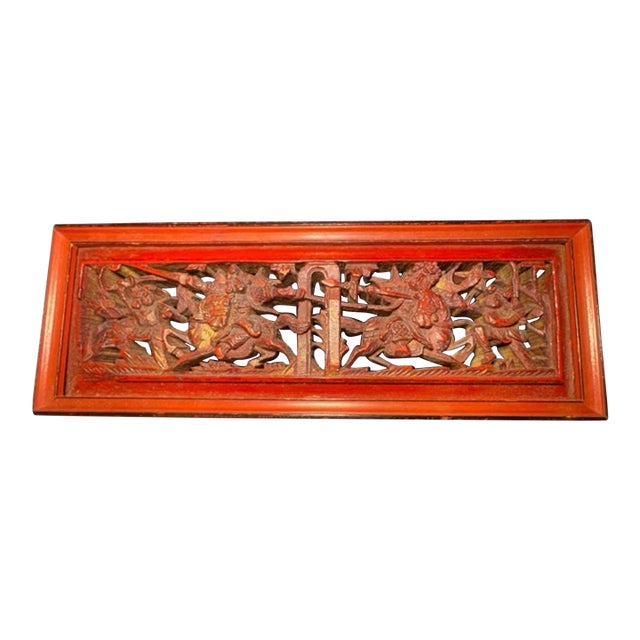 Japanese Kamakura Bori Wood Panel Meiji Era For Sale