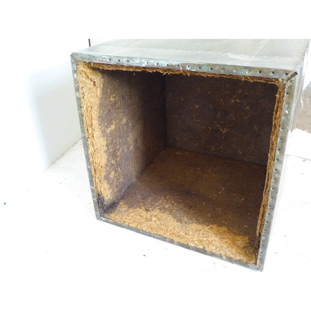 Mid 20th Century Vintage Gray-Green Brass Cube Side Table For Sale - Image 5 of 7