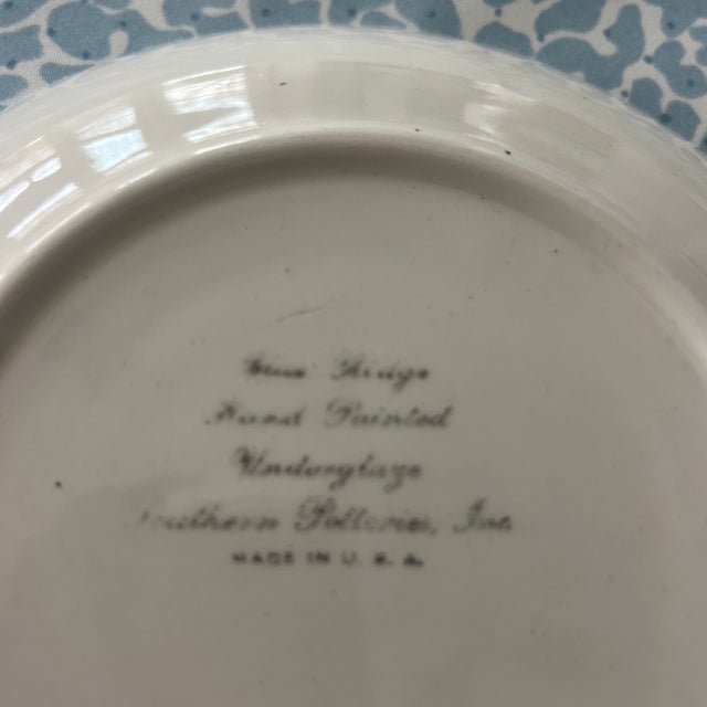 Ceramic Antique Blue Ridge Southern Potteries Hand Painted Blue and White Flower Bowls - Set of 6 For Sale - Image 7 of 7