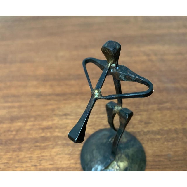 Metal Mid-Century Wrought Iron Horseshoe Nail Art Piper Figurine, 1960s For Sale - Image 7 of 15