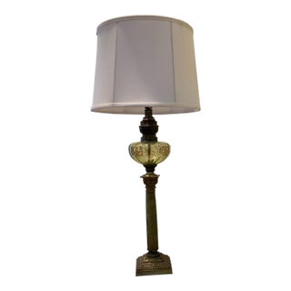 1950s Green Marble Table Lamp For Sale