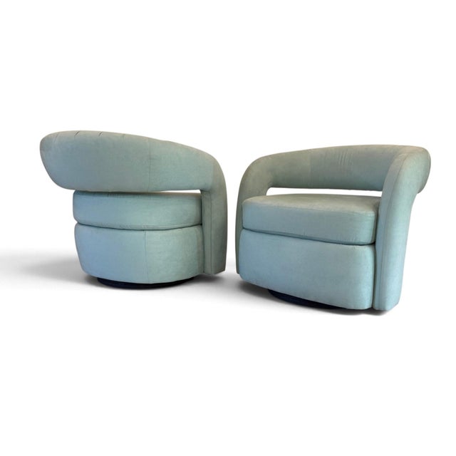 Signed Weiman Targa Swivel Chairs, a Pair For Sale - Image 12 of 17