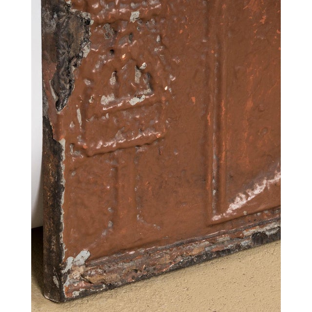 Antique Napoleon on Horseback Cast Iron Fireback with Brown Enamel Finish For Sale - Image 5 of 7