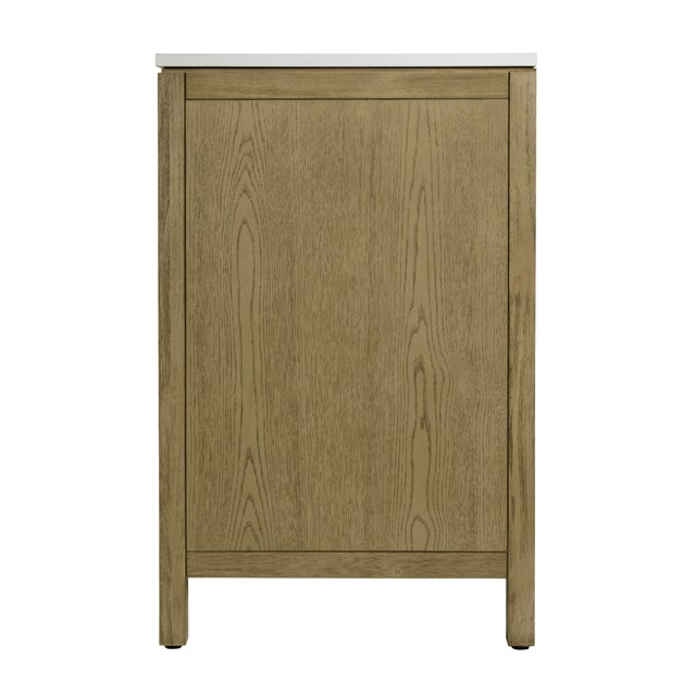 Nora 72 in. W Quartz and Wood Double Sink 4 Drawer Bathroom Vanity Set, Light Oak For Sale In Chicago - Image 6 of 12