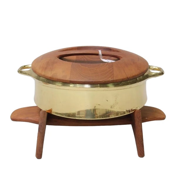 Brass Model 1310ch Pot with Lid and Teak Stand by Jens Quistgaard for Dansk Design, 1950s, Set of 3 For Sale - Image 9 of 9