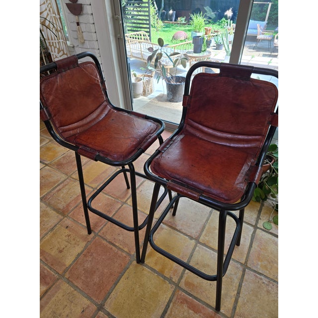 1960s Pair of Leather Bar Stools For Sale - Image 12 of 18