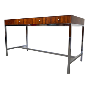 1960’s Mid-Century Danish Modern Milo Baughman Style Rosewood & Chrome Desk