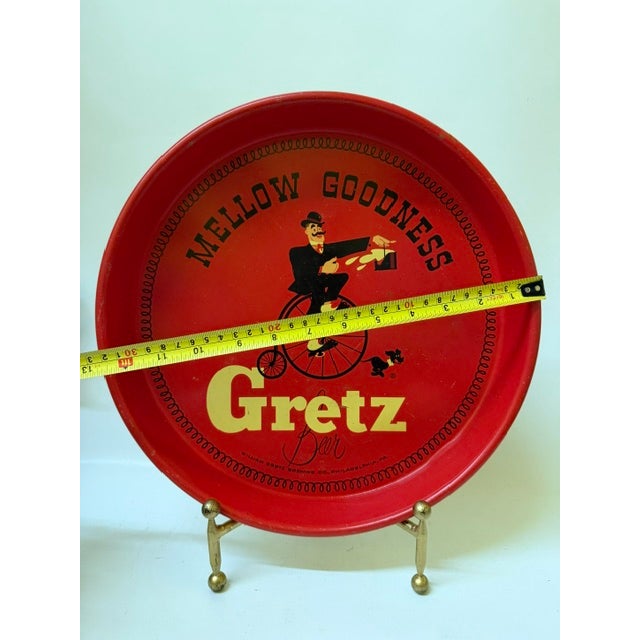 Red 1930s William Gretz Brewing Co. Tin Litho Beer Serving Tray For Sale - Image 8 of 8