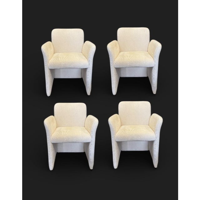 Postmodern 1970s Postmodern Cream Textured Fabric Accent Chair Attributed to Ray Wilkes For Sale - Image 3 of 7