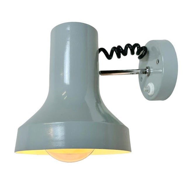 Vintage Grey Metal Wall Lamp by Josef Hurka for Napako, 1970s For Sale - Image 14 of 17