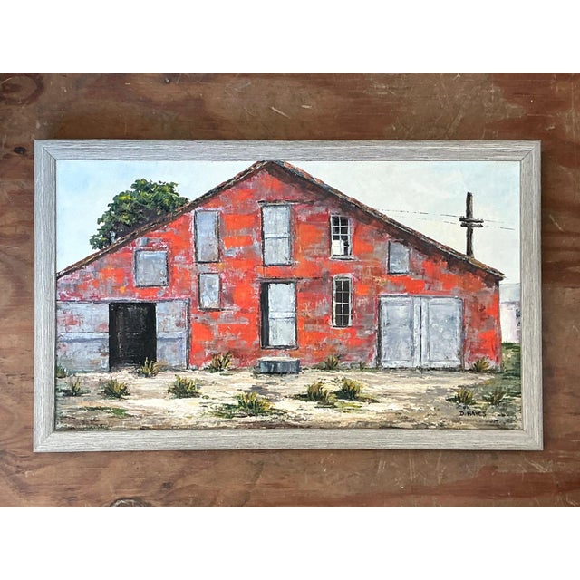 Wood Framed D. Hayes Barn Landscape Painting For Sale - Image 7 of 17