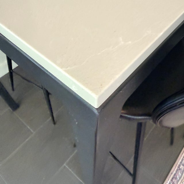 Tall Room & Board Parsons Table With 4 Leather Room & Board Bar Stools For Sale - Image 11 of 13