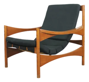 P 40 Chair in Walnut and Fabric by Franco Bettonica for Poltronova, 1960s