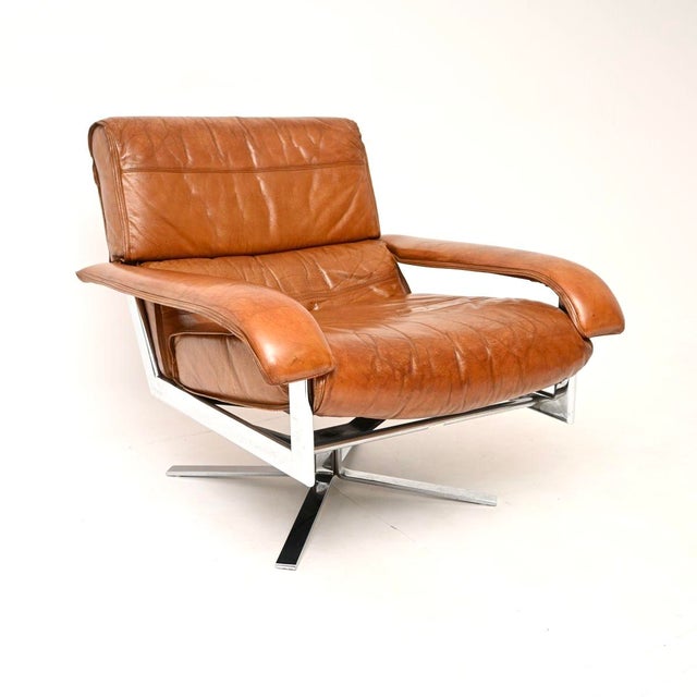 Vintage Leather and Chrome Swivel Armchair from Pieff, 1970 For Sale - Image 11 of 11