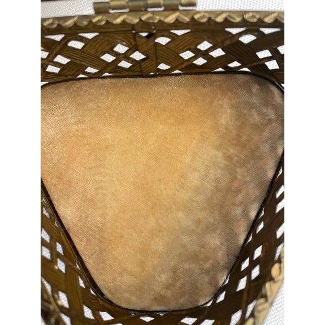 Vintage Filagree Brass Plated and Glass Footed Jewelry Box For Sale - Image 9 of 10