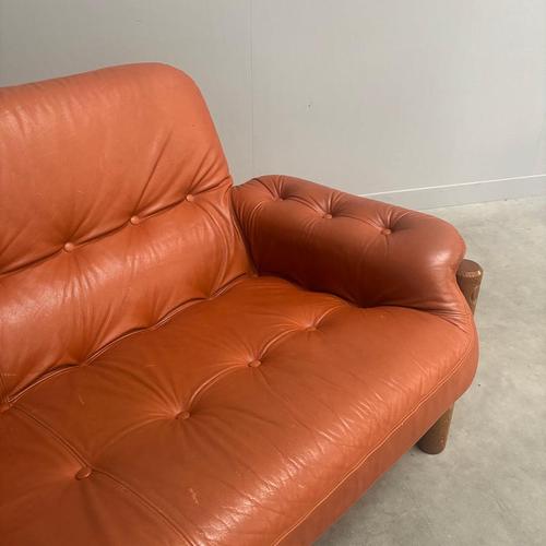 Brutalist Brazilian Leather Lounge Sofa, Germany, 1960s For Sale - Image 14 of 15
