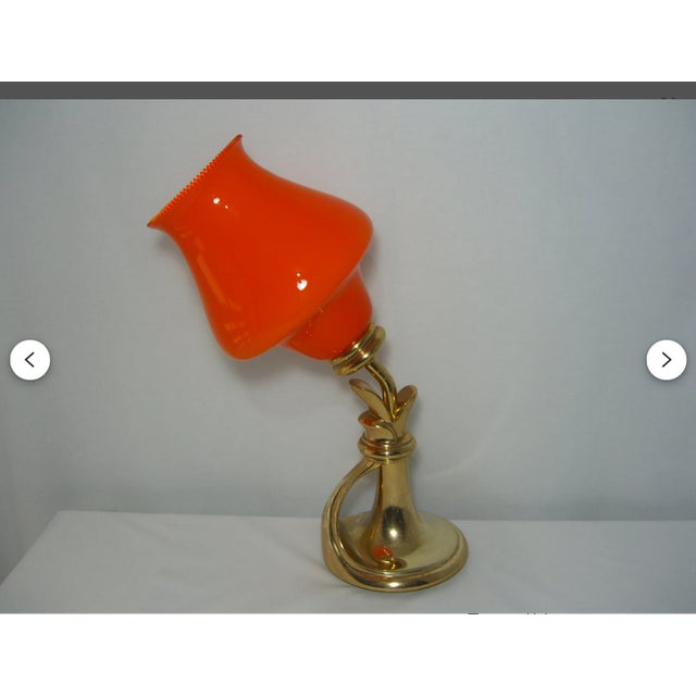 Metal Vintage Accent Lamp in Brass with Murano Glass Shade from Peill & Putzler, 1970s For Sale - Image 7 of 9