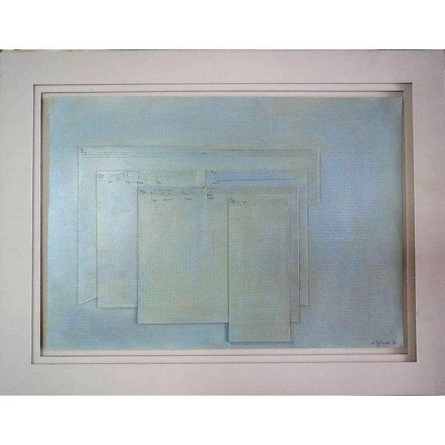 Naftali Golomb, Luciano Berio's Epiphany Large Abstract Collage Israeli Painting, 1986 For Sale