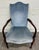 This is a beautiful vintage Federal style inlaid mahogany and burled (perhaps satinwood) lolling chair or arm chair with...