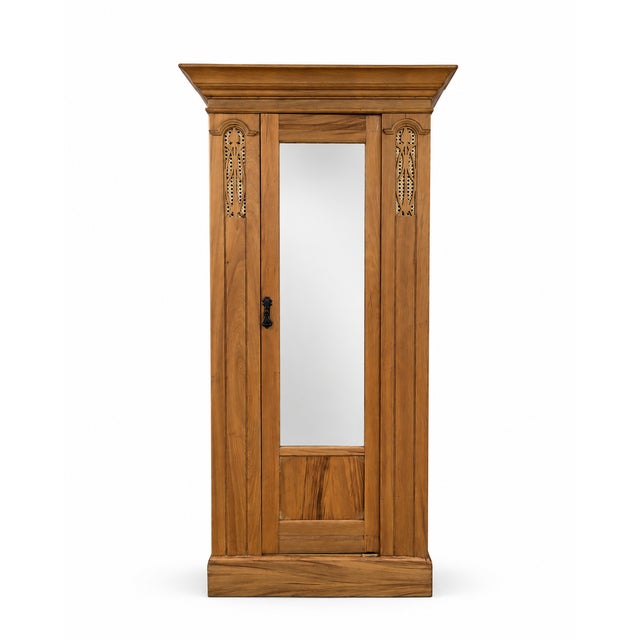 Antique Satin Walnut Mirrored Wardrobe For Sale - Image 18 of 18