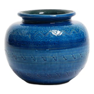 Ceramic Rimini Blu Vase by Aldo Londi for Bitossi, Italy, 1960s For Sale