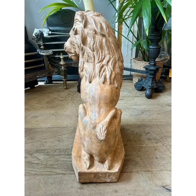 Antique Terracotta Lion Sculptures, 1880s, Set of 2 For Sale - Image 6 of 18