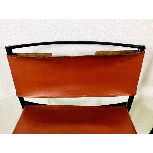 Mid-Century Modern 1970s Natural Leather Barstools by G. Belotti for Alias - a Pair For Sale - Image 3 of 13