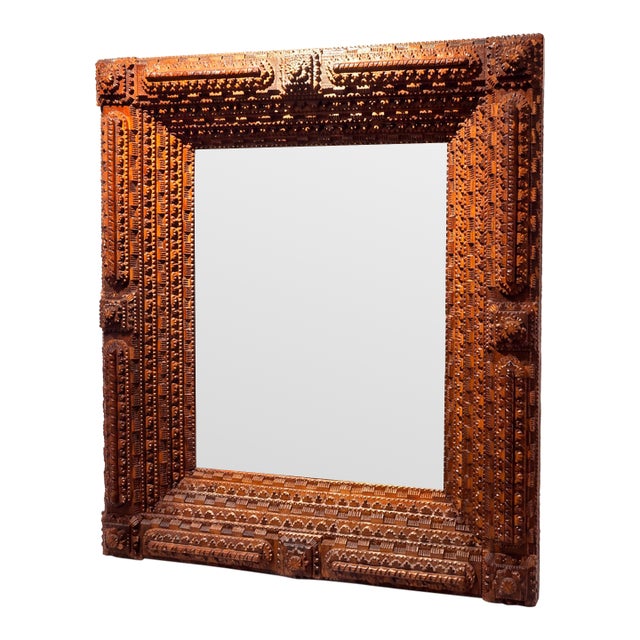 Tramp Art Fourteen-Layer Masterpiece Frame With Mirror, C1870-1890 For Sale