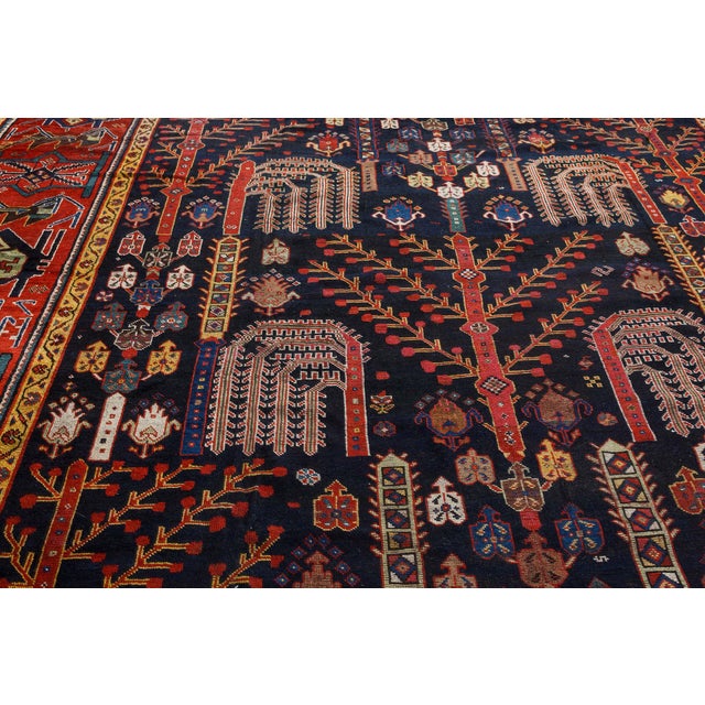 Persian Authentic Persian Bakhtiari Red Handmade Wool Rug For Sale - Image 3 of 8