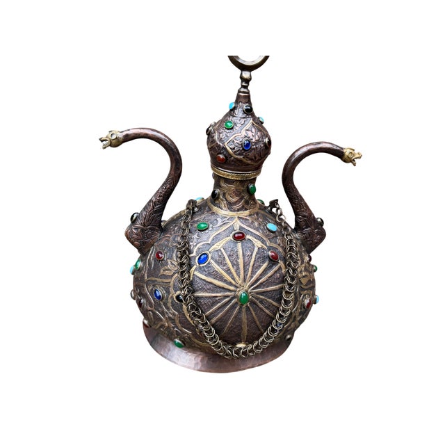 Metal Ceremonial Brass Ewer With Dragon Spouts For Sale - Image 7 of 12