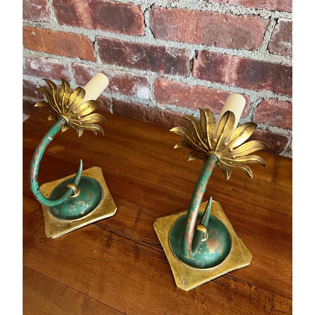 Vintage Italian Tole Wall Sconces - a Pair For Sale - Image 4 of 5