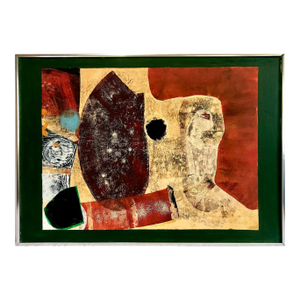 Late 20th-Century Abstract Mixed Media Painting “Aegean” by S. Martin