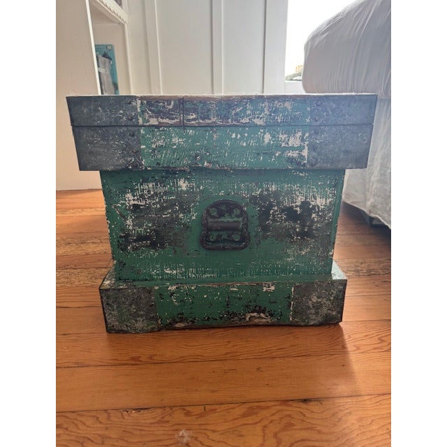 Zinc and Wood Trunk / Painter's Chest For Sale - Image 4 of 8